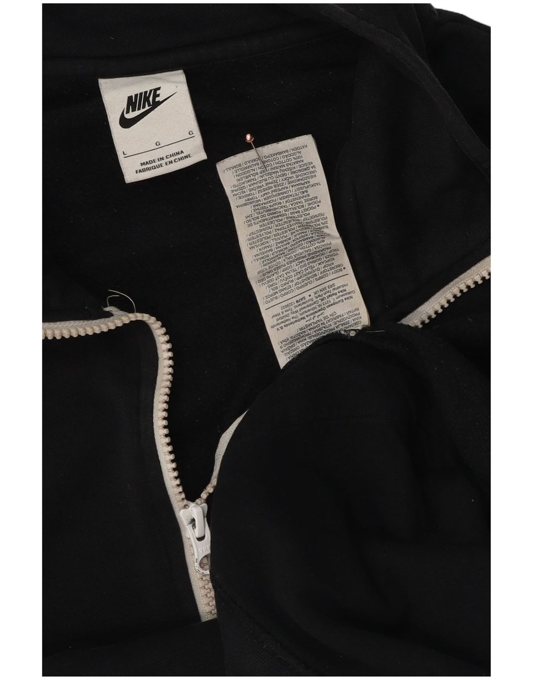 Nike - Sudadera con cuello y cremallera para hombre, talla grande, algodón negro