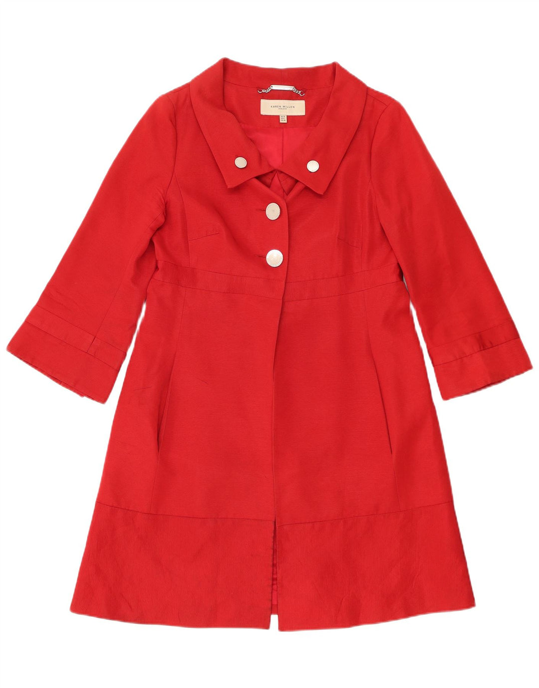 KAREN MILLEN Abrigo de manga 3/4 para mujer UK 10 Pequeño Algodón rojo