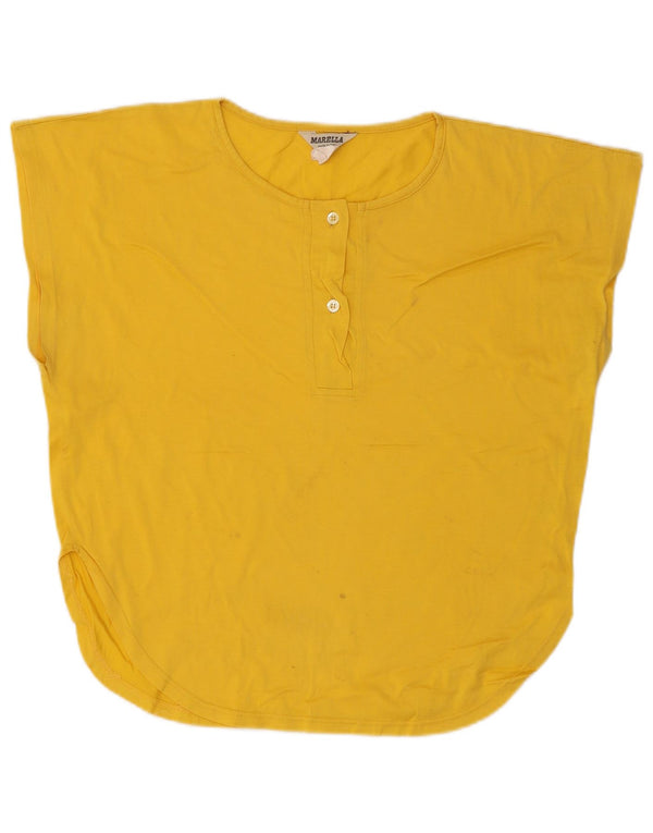 Marella Camiseta gráfica para mujer Top UK 44 Grande Algodón amarillo
