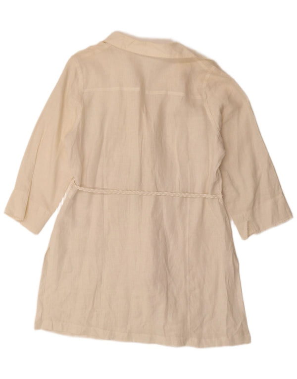 Marks & Spencer Vestido camisero de manga 3/4 para mujer UK 40 XL Lino blanco