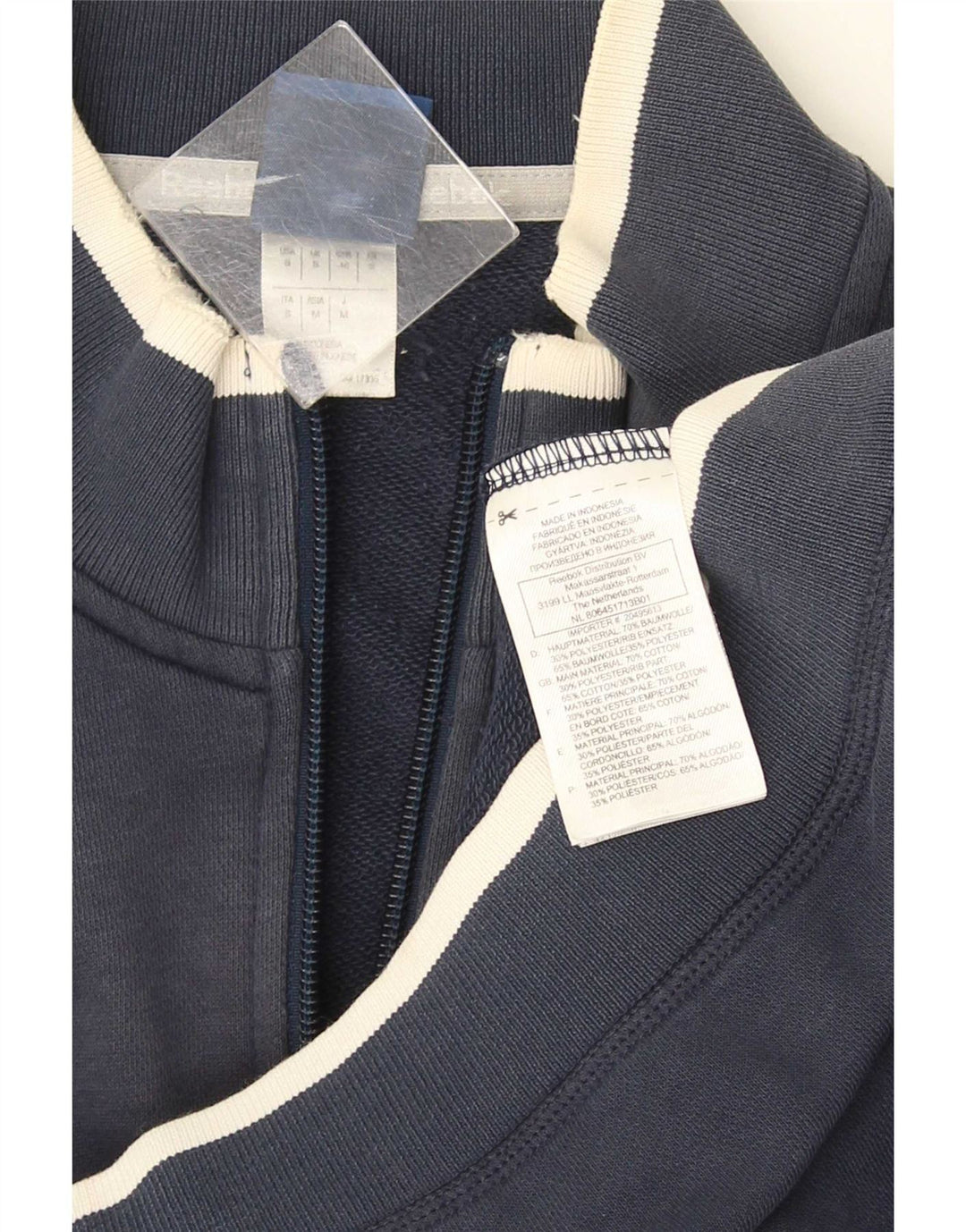 Reebok - Chándal para hombre, chaqueta superior, talla pequeña, algodón azul marino