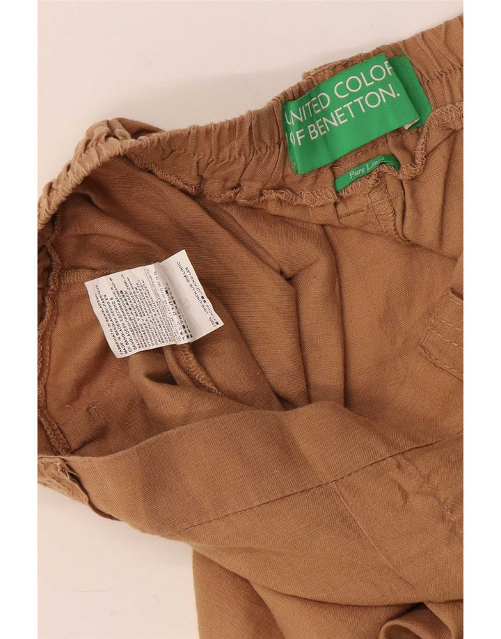 Benetton Shorts Casuales Pegged Mediano W32 Lino Beige