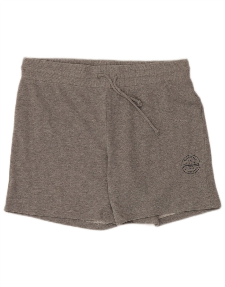 JACK & JONES Pantalones cortos deportivos para hombre de algodón gris grande