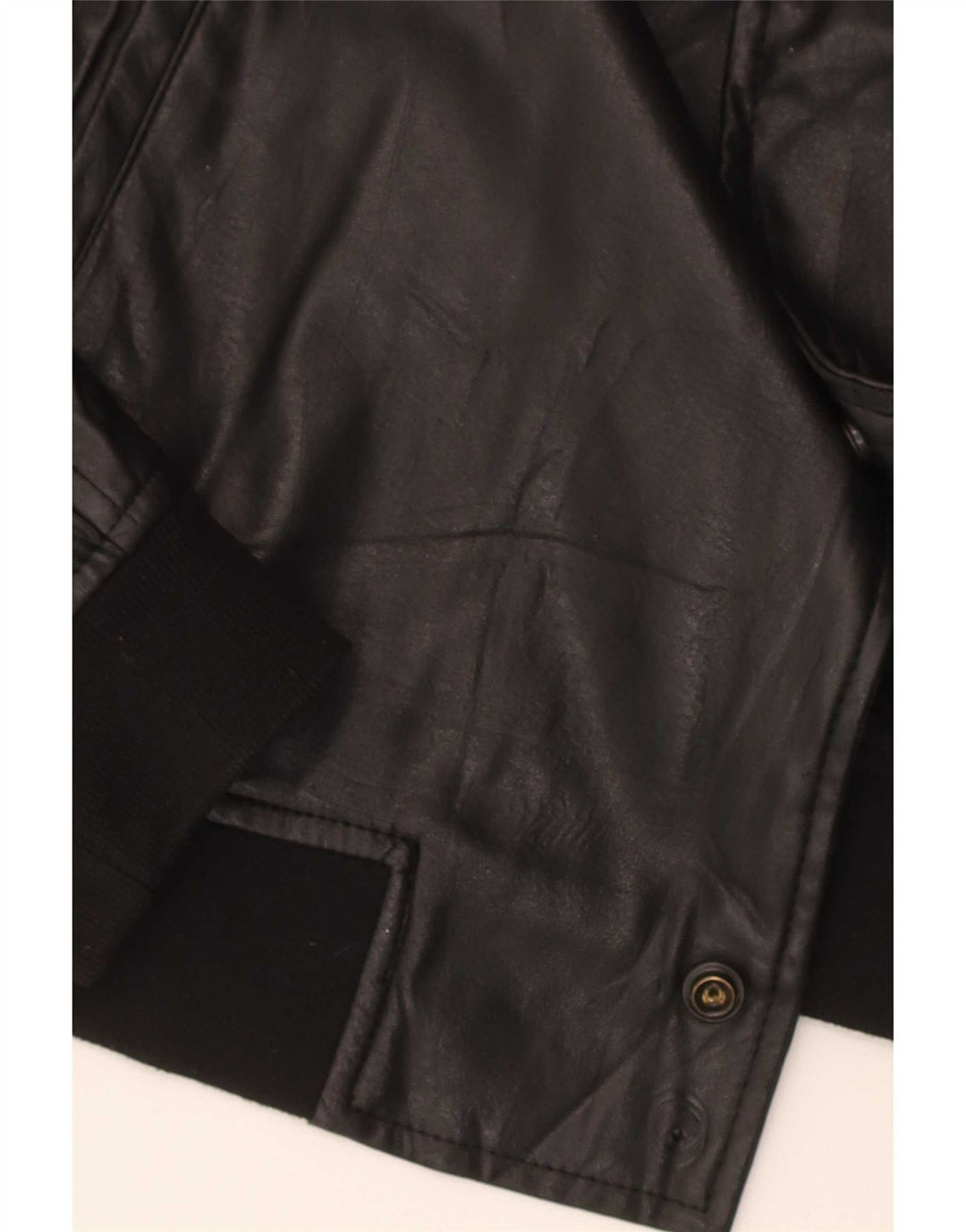 Zara Mens Chaqueta Bomber De Piel Sintética UK 38 Mediano Negro Poliéster