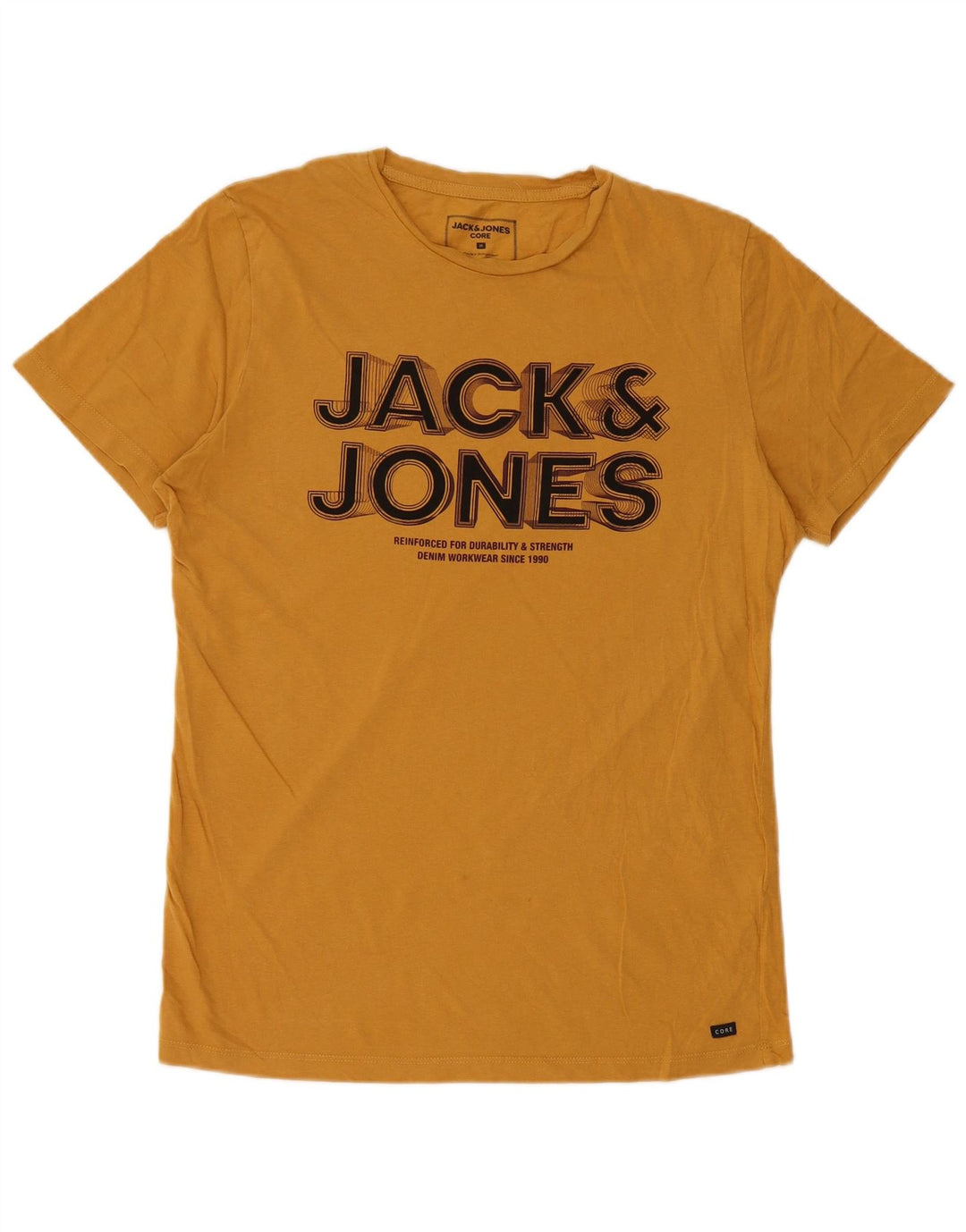 Jack & Jones Hombre Camiseta Gráfica Top Algodón Amarillo Mediano