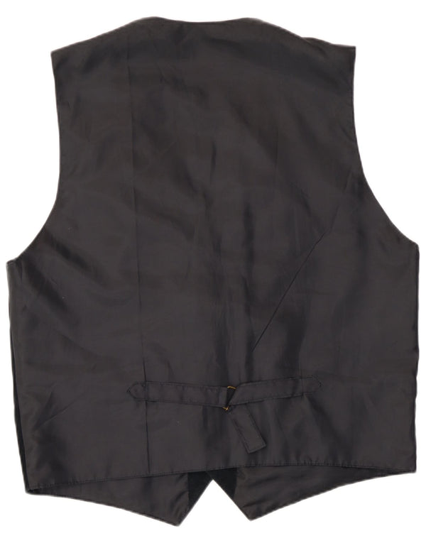 Vintage hombres ante chaleco grande cuero negro