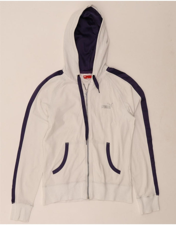 Puma Sudadera con capucha y cremallera para mujer UK 12 Medium White Colourblock