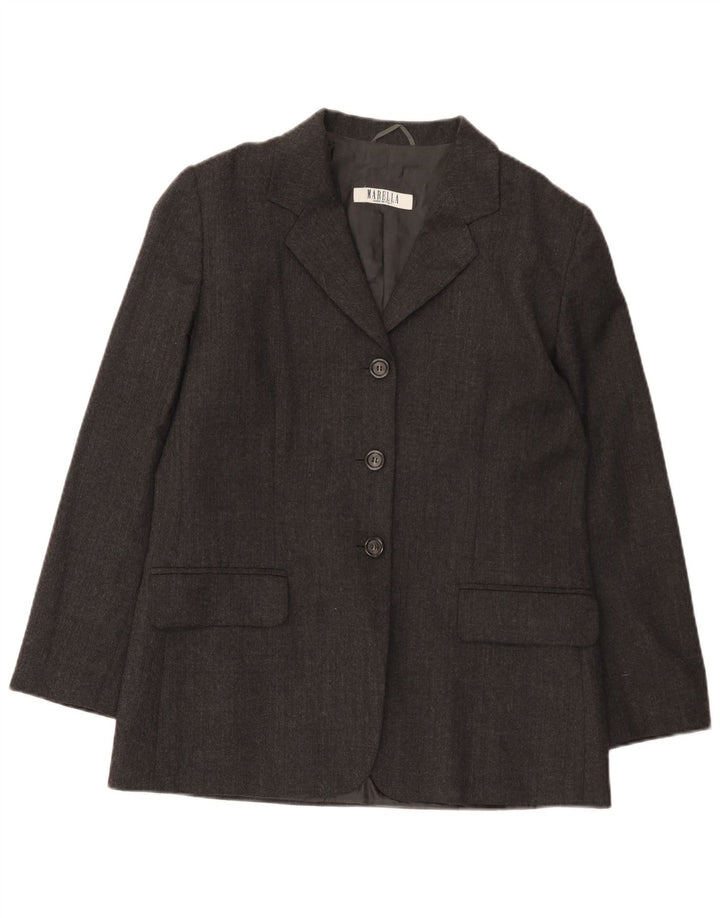 MARELLA Chaqueta tipo blazer de 3 botones para mujer UK 44 Lana gris medio