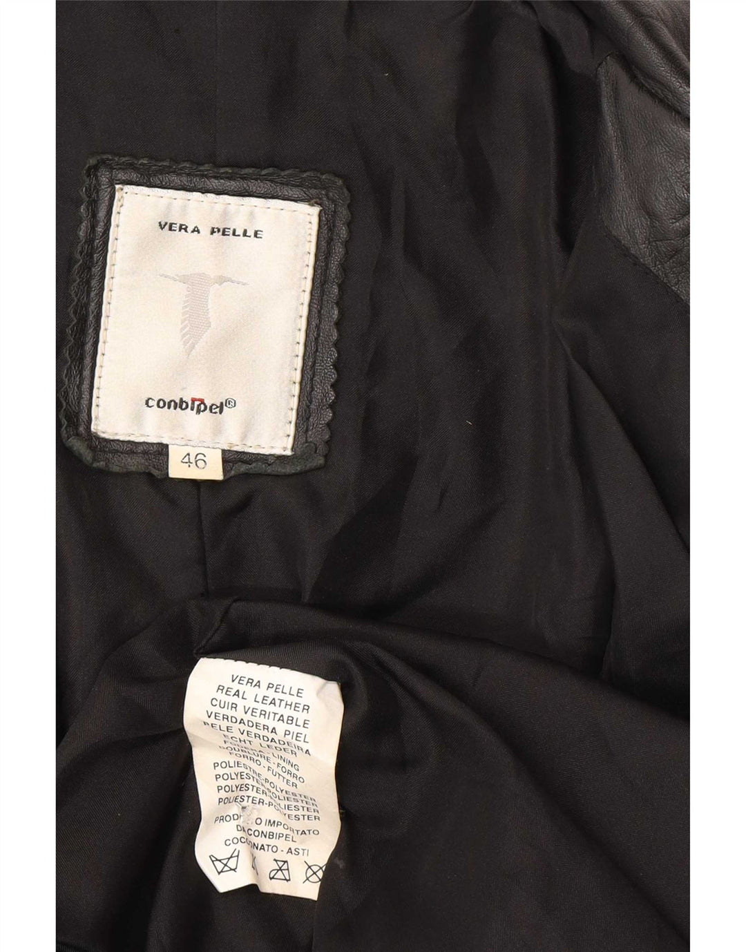 Conbipel Abrigo de cuero para hombre IT 46 Small Cuero negro