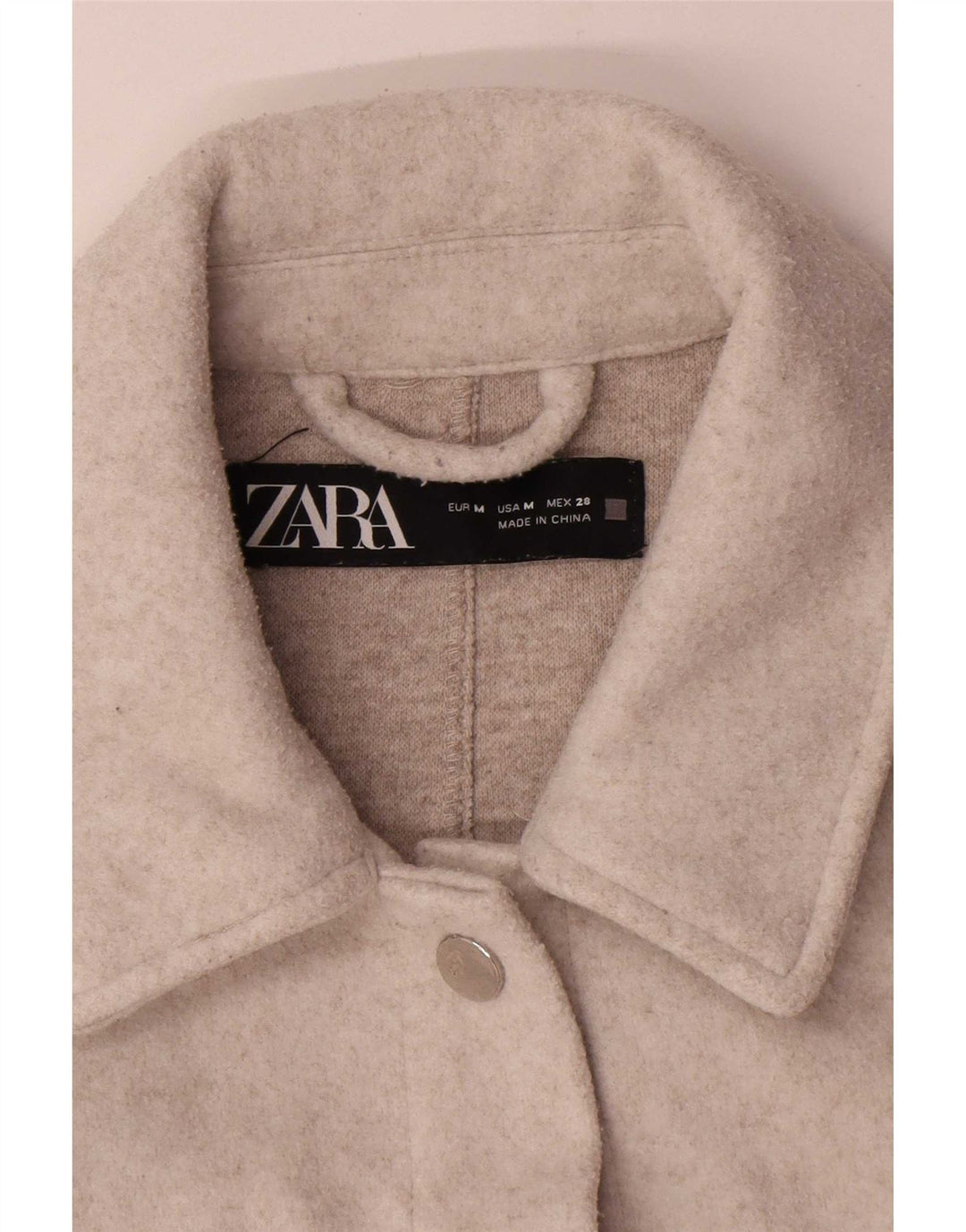 Zara Mujer Chaqueta Shacket UK 44 Poliéster Beige Medio