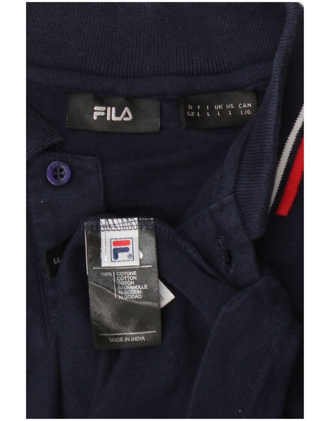 FILA Polo para hombre grande azul marino algodón