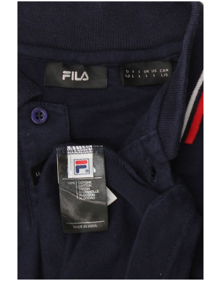FILA Polo para hombre grande azul marino algodón