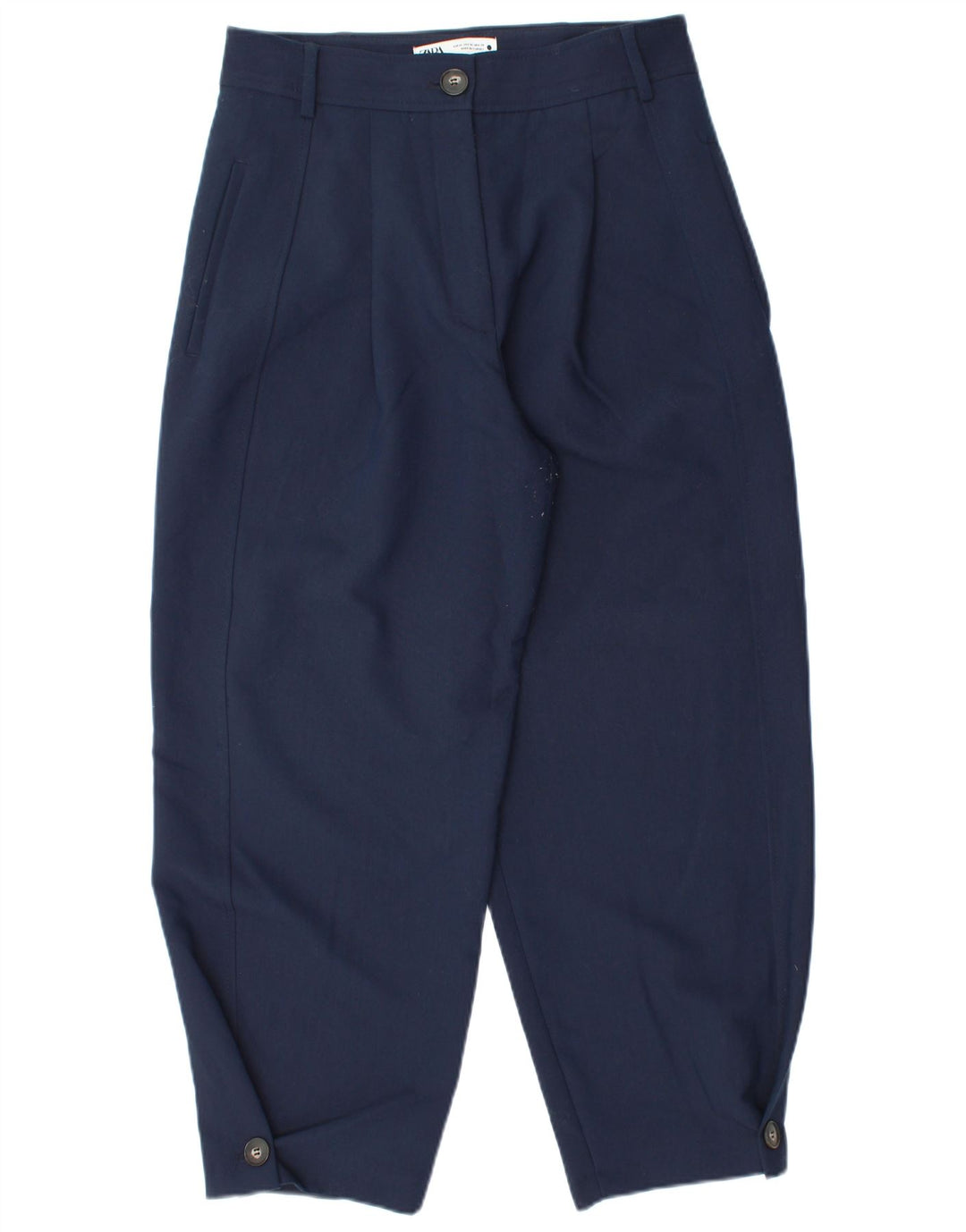 Zara Mujer Pantalón Chino Pegged Mediano W28 L26 Poliéster Azul Marino