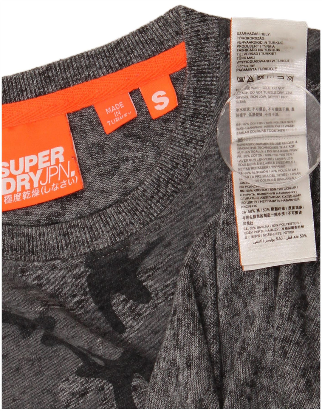 Superdry Hombre Camiseta Top Small Gris Camuflaje Algodón