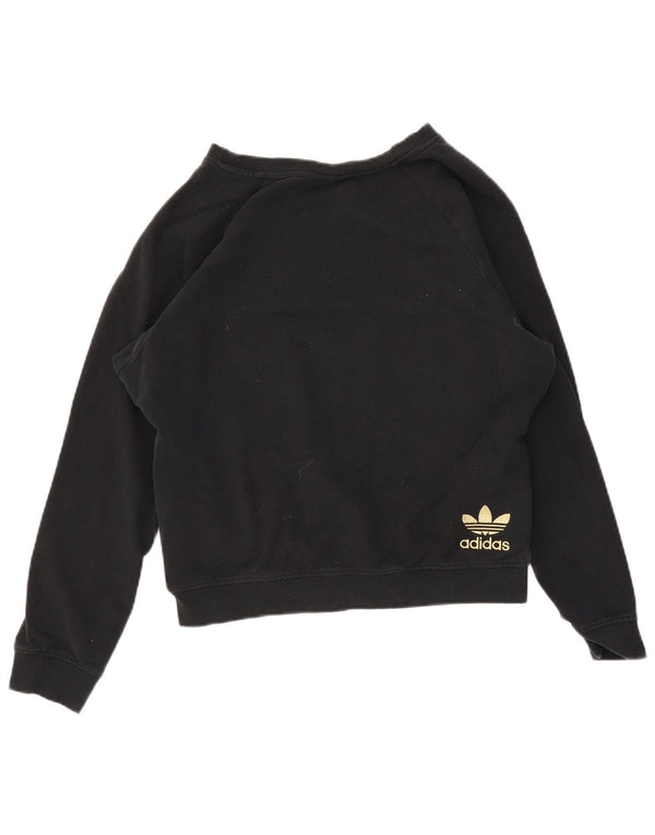 Adidas Mujer Graphic Sudadera Jumper UK 14 Mediano Negro Algodón