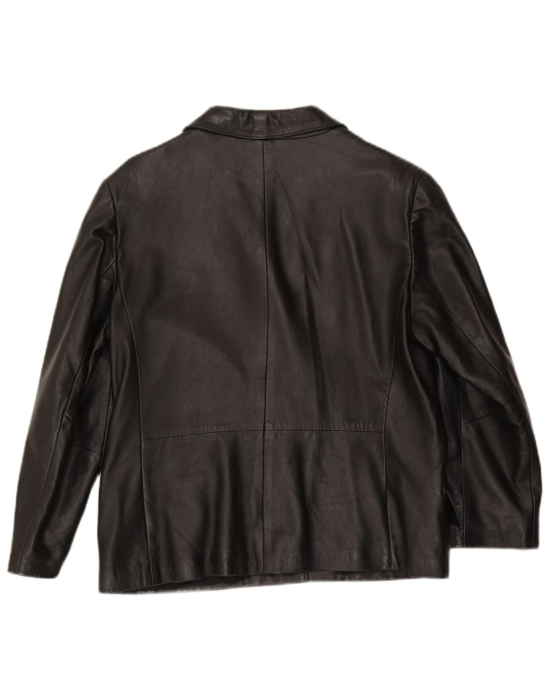 Vintage mujer 3 botones cuero Blazer chaqueta IT 48 XL cuero negro