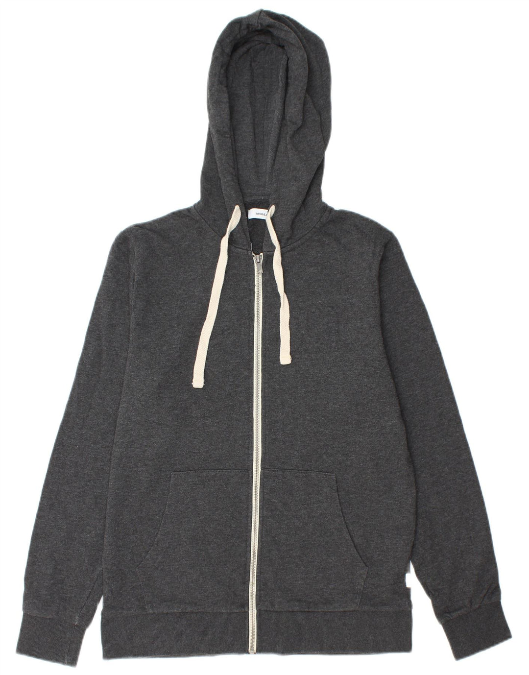 JACK & JONES Sudadera con capucha y cremallera para hombre de algodón gris medio