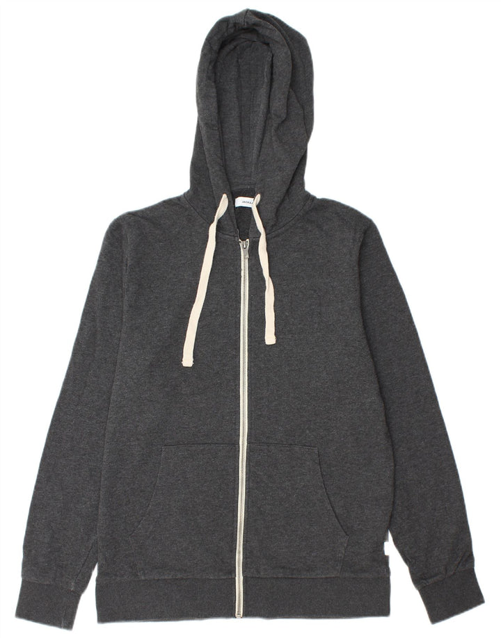 JACK & JONES Sudadera con capucha y cremallera para hombre de algodón gris medio
