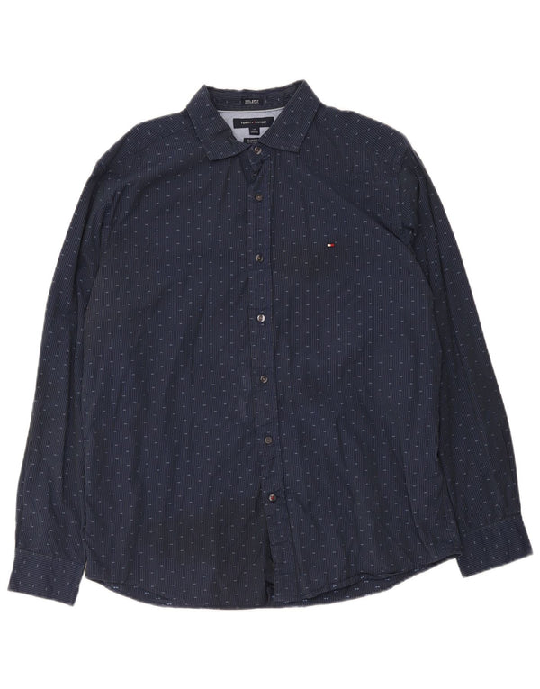 Camisa Tommy Hilfiger de corte clásico para hombre, talla grande, de algodón con lunares en azul marino