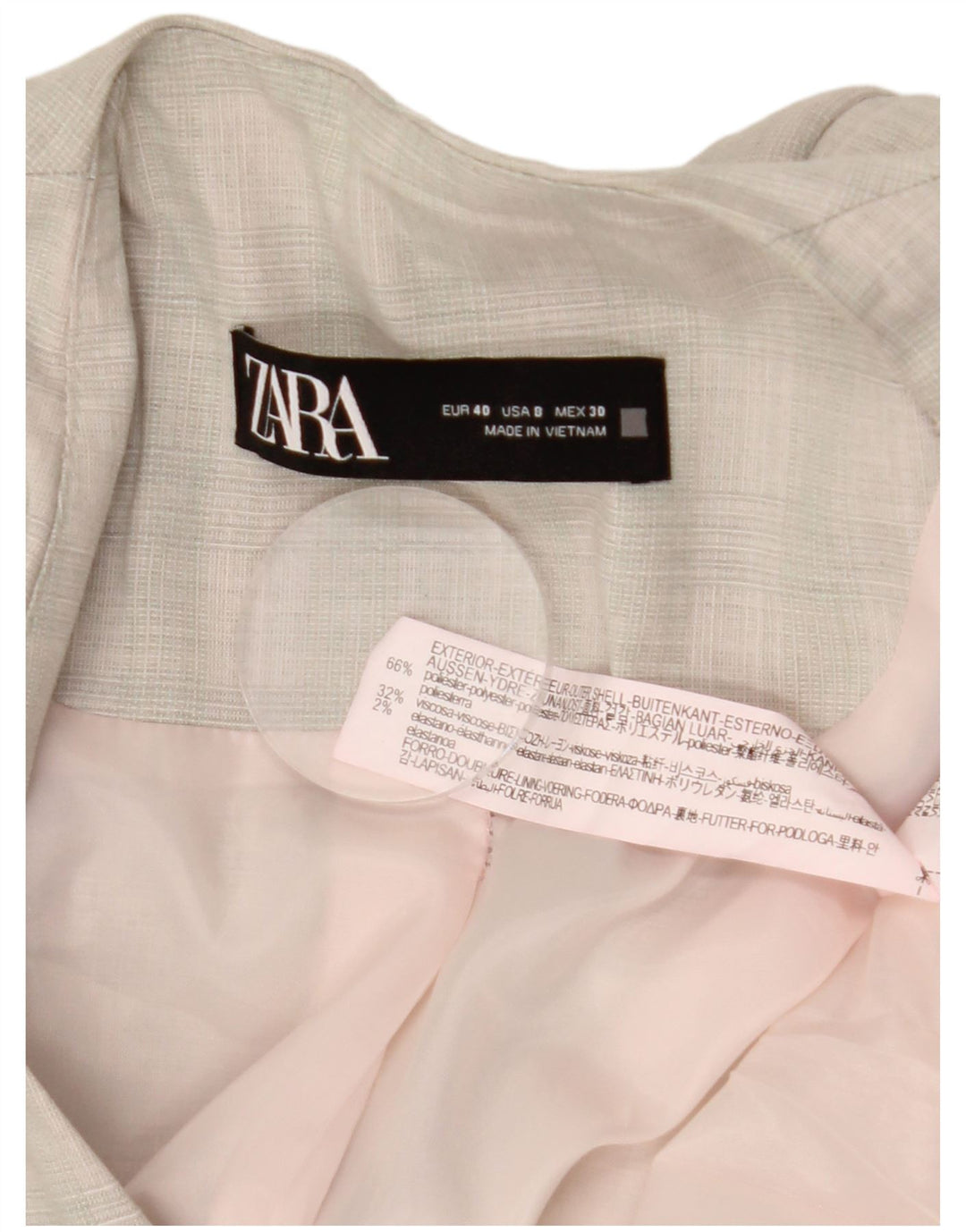 ZARA Mujer Chaqueta Blazer De 1 Botón EU 40 Poliéster A Cuadros Gris Medio