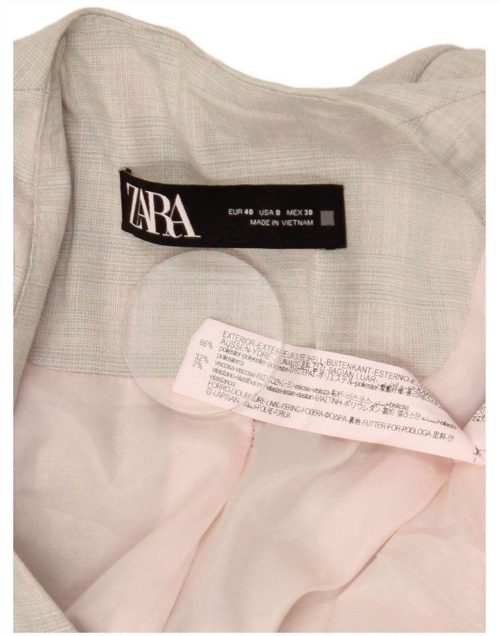 ZARA Mujer Chaqueta Blazer De 1 Botón EU 40 Poliéster A Cuadros Gris Medio