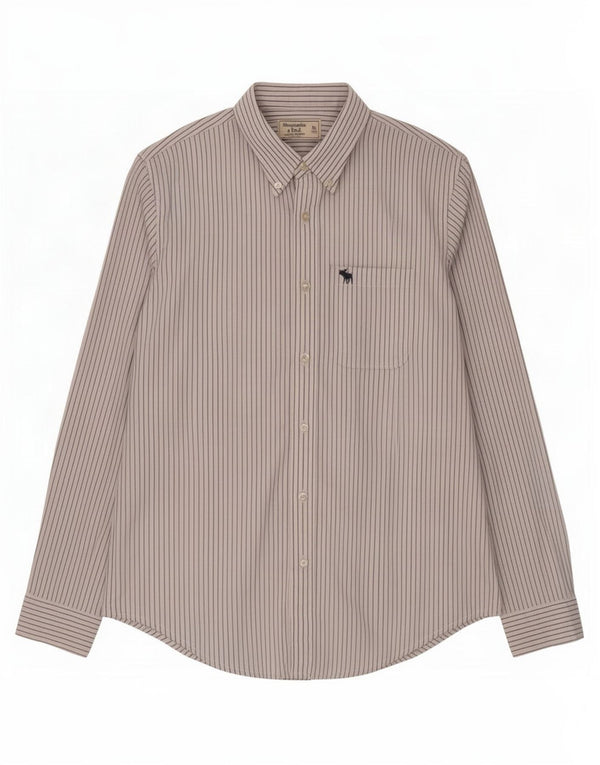 Abercrombie & Fitch Camisa para hombre XL Algodón a rayas blancas