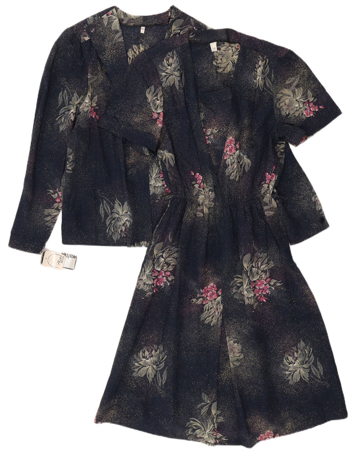 Conjunto de 2 piezas para mujer VINTAGE IT 50 XL Poliéster floral azul marino