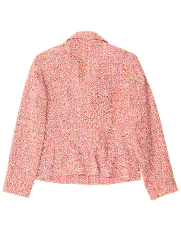 TALBOTS Chaqueta tipo blazer de 3 botones para mujer US 8, acrílico moteado rosa mediano