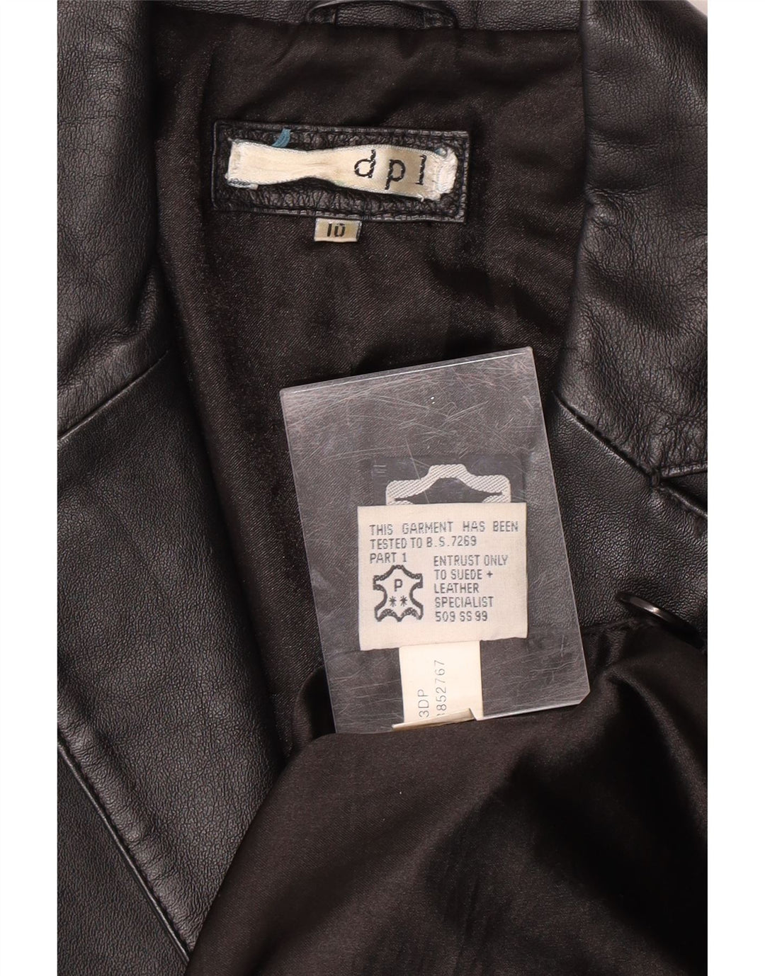 DPL Abrigo de cuero para mujer UK 10 Small Black Leather