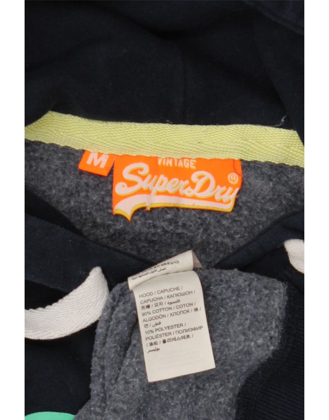 SUPERDRY Jersey con capucha gráfica para mujer Reino Unido 44 Algodón azul marino mediano