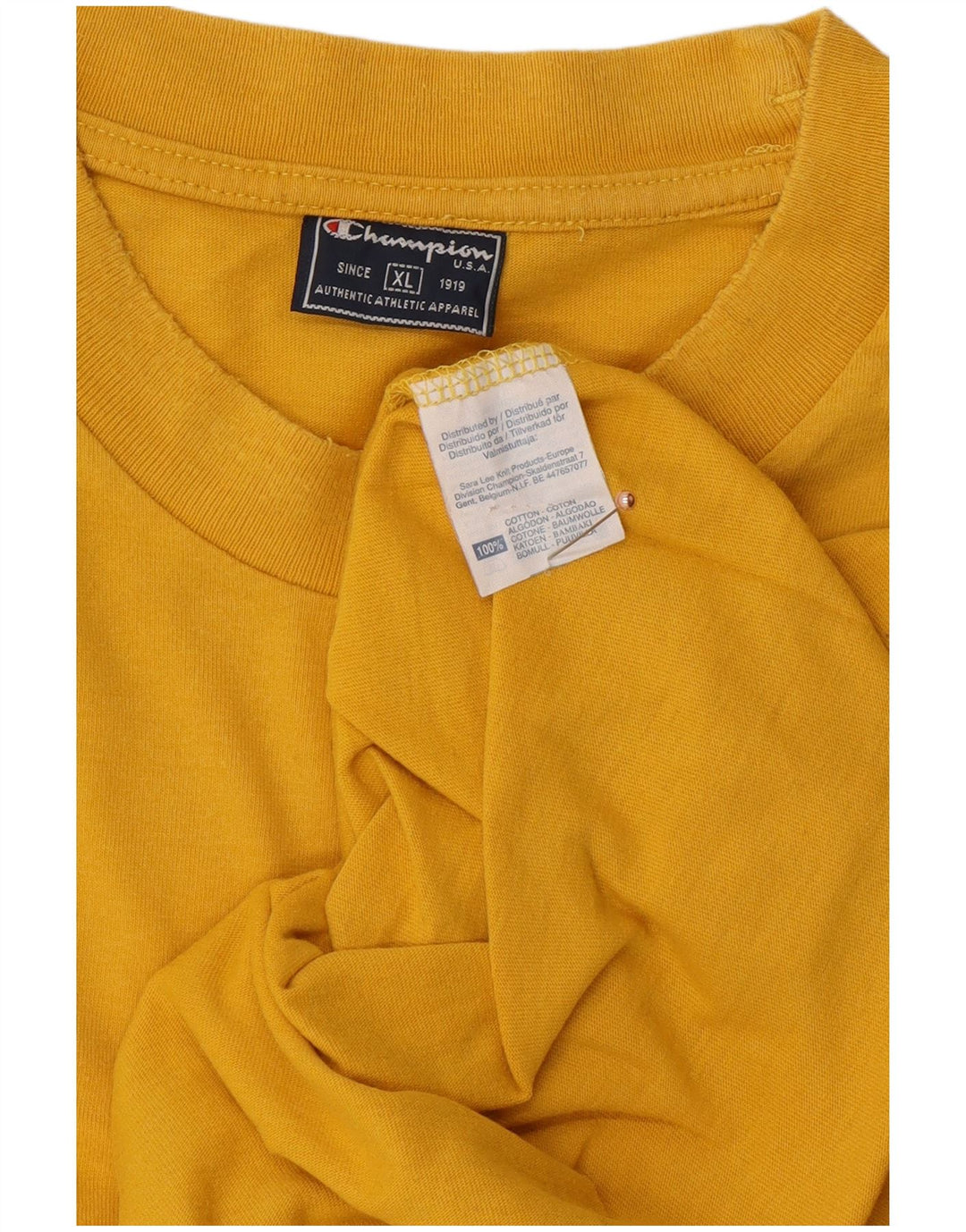 CHAMPION Camiseta gráfica para hombre Top XL Algodón amarillo