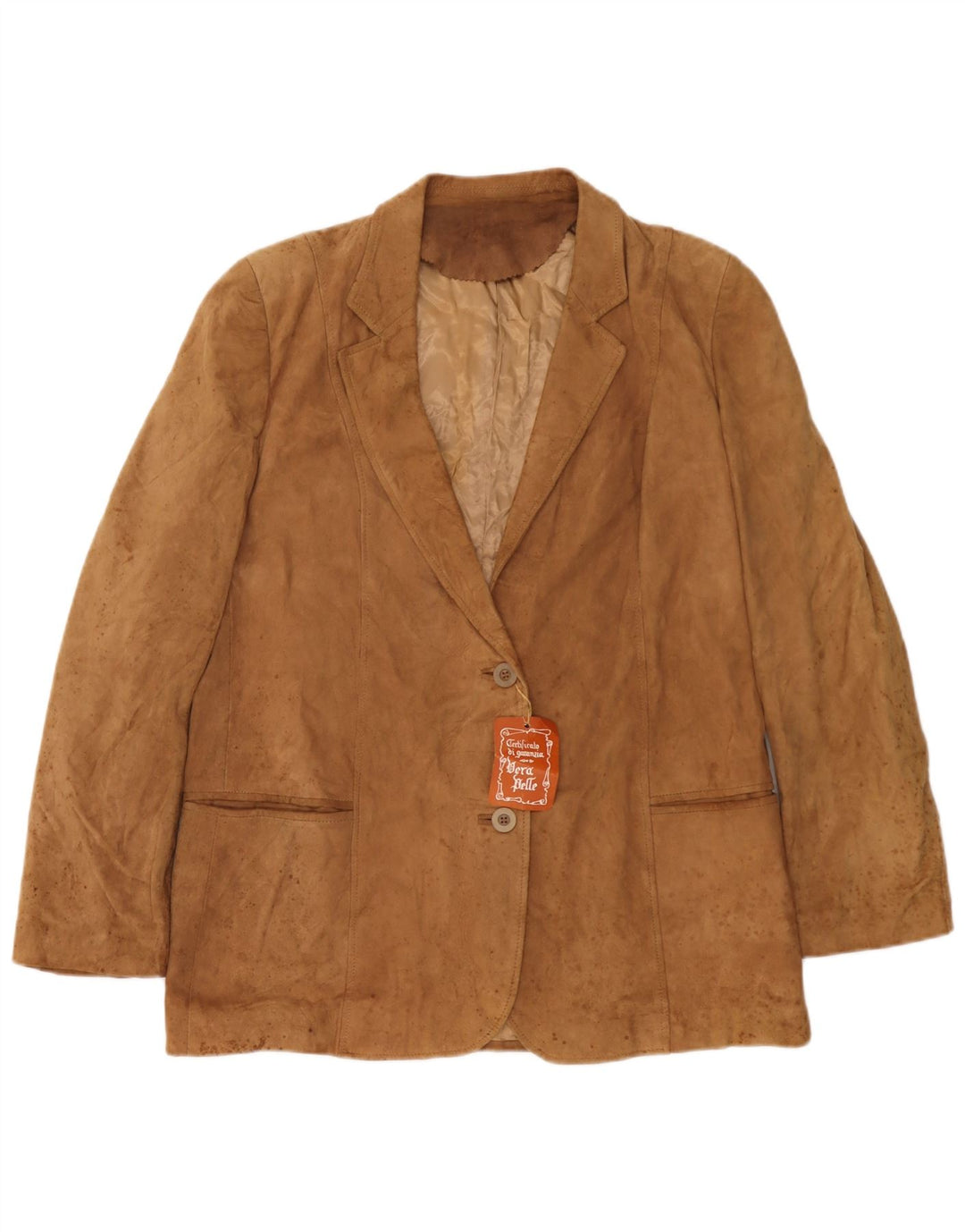 Anfor Chaqueta Blazer de Ante con 2 Botones para Mujer IT 52 2XL Cuero Beige