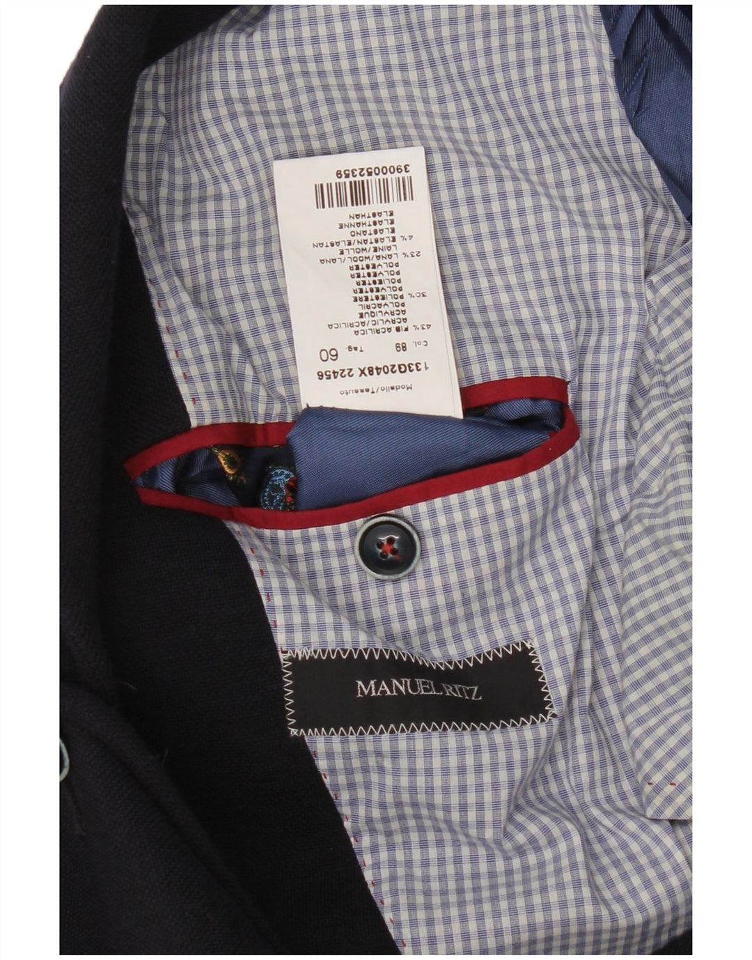 Manuel Ritz Chaqueta tipo blazer de 3 botones para hombre IT 60 5XL Acrílico azul marino