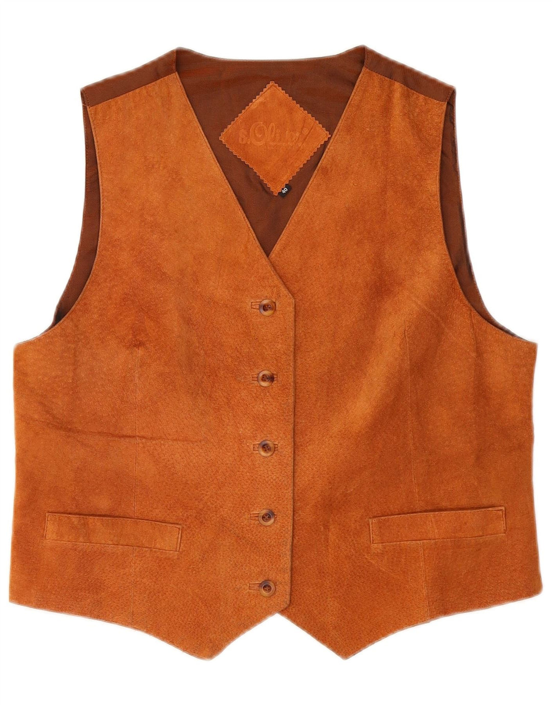 S.Oliver Chaleco de ante para mujer IT 40 Small Brown Leather