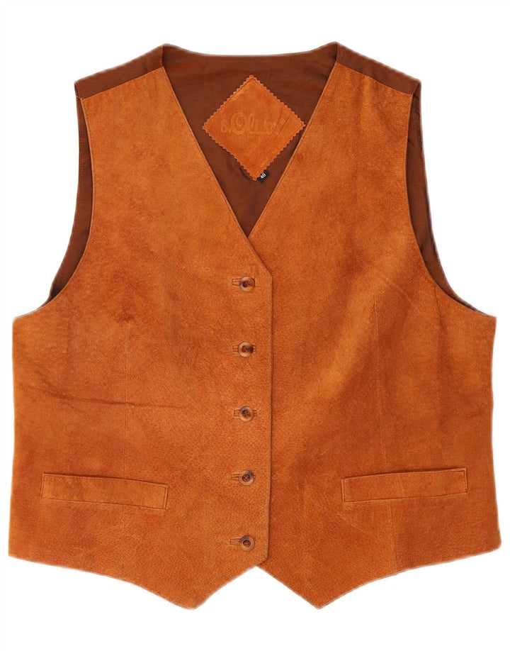 S.Oliver Chaleco de ante para mujer IT 40 Small Brown Leather