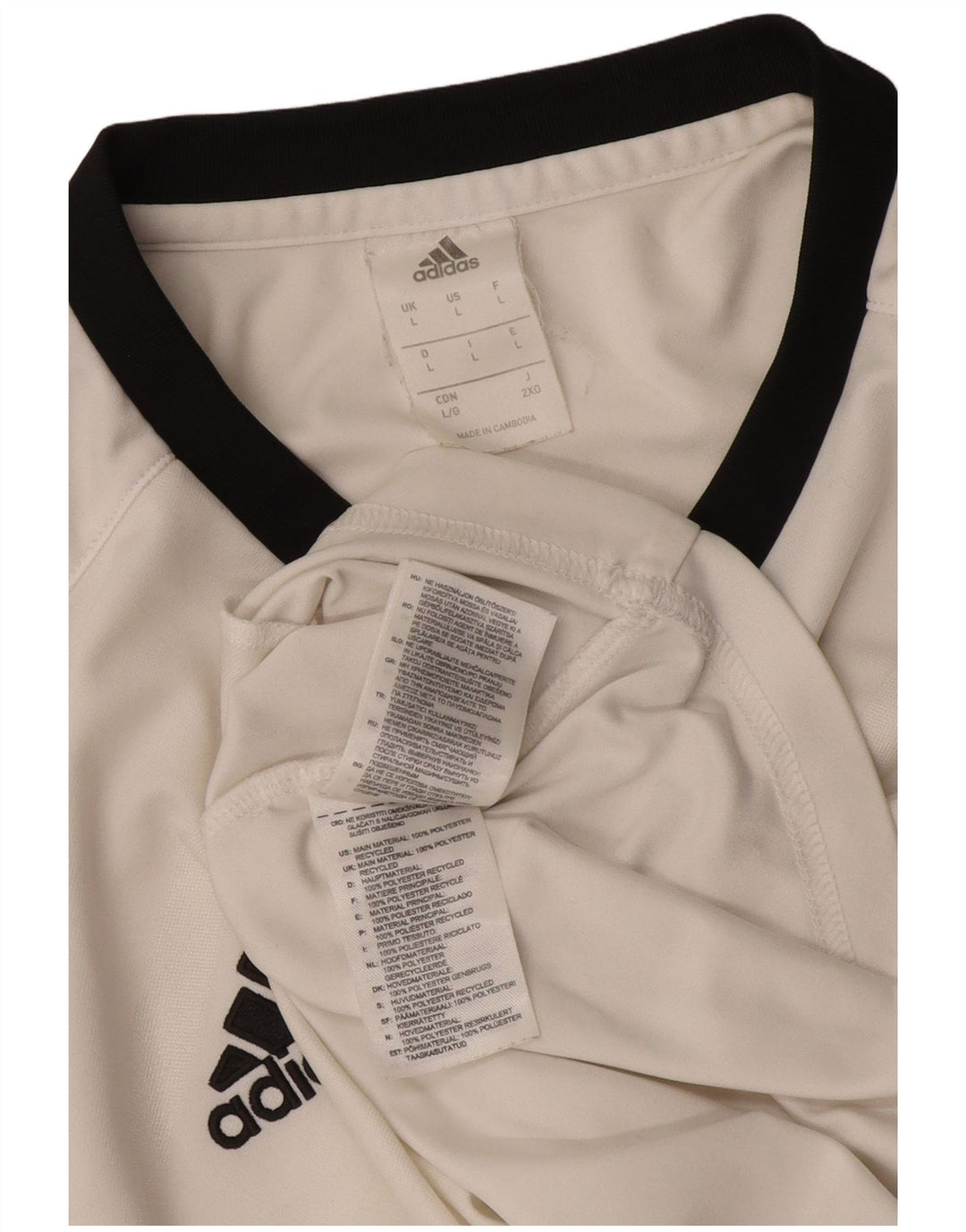 Adidas Mujer Camiseta Top Grande Blanco Colorblock Poliéster
