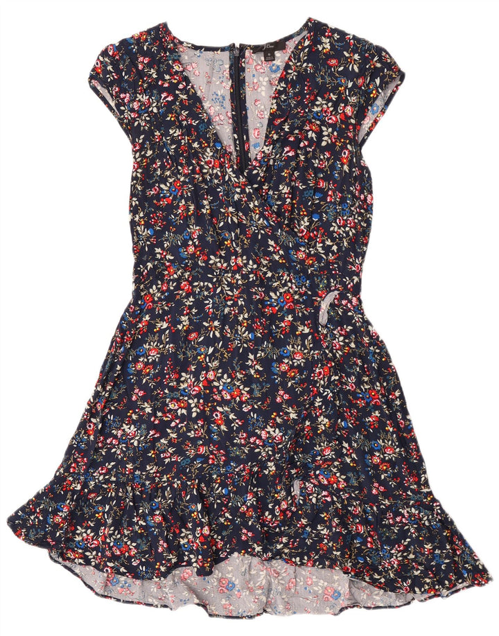 J. Crew Vestido Acampanado para Mujer US 6 Medio Azul Marino Floral Viscosa