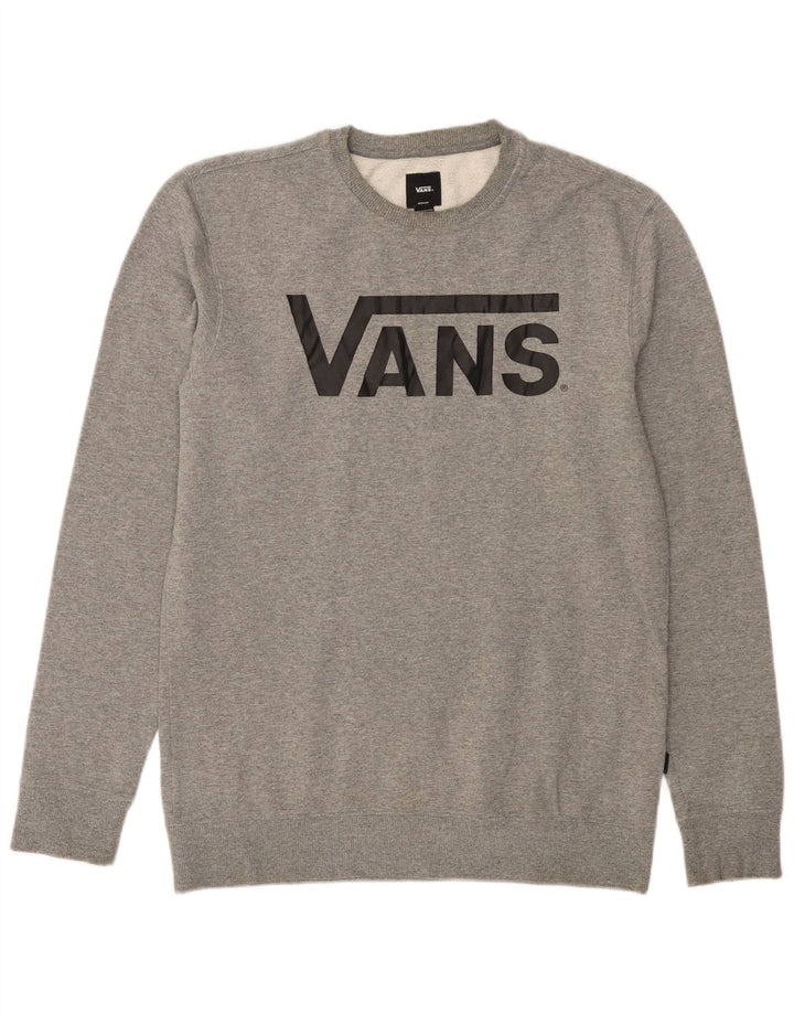 VANS Hombre Sudadera Gráfica Jumper Algodón Gris Medio