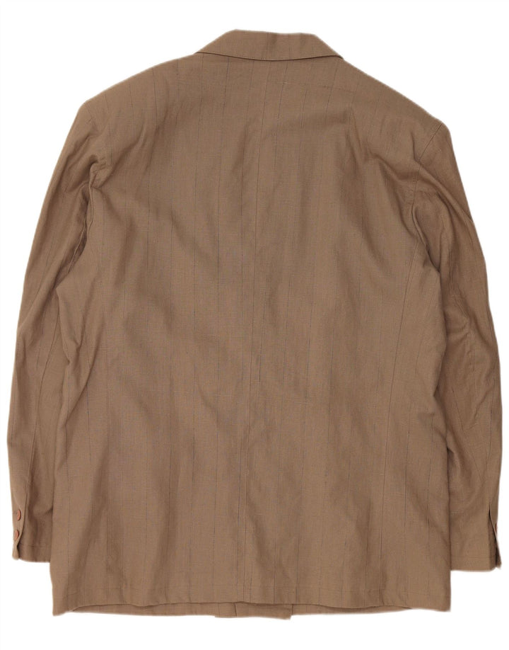 VINTAGE Chaqueta Blazer de doble botonadura para hombre EU 56 3XL Lino marrón