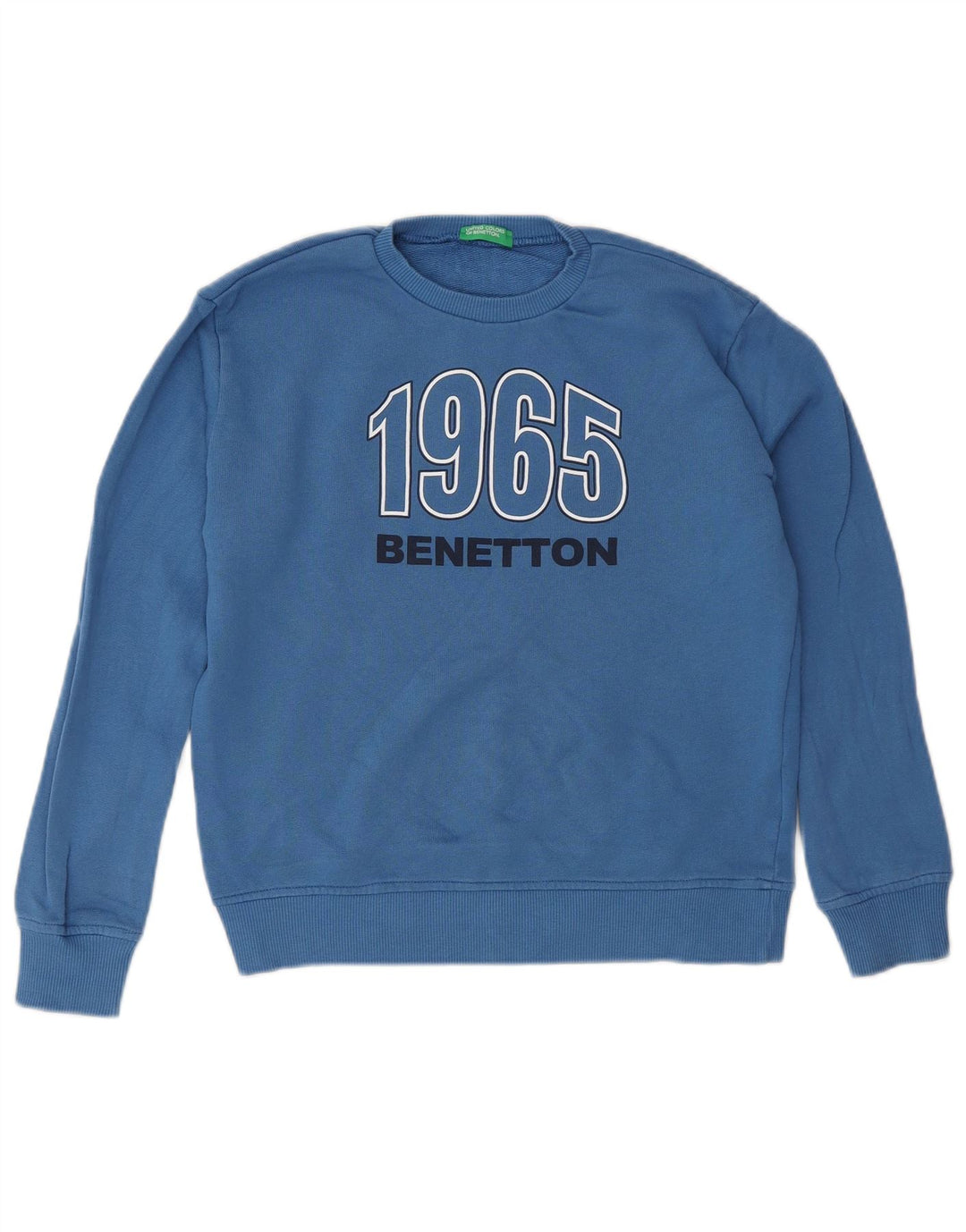 Benetton Sudadera Estampada para Niños 8-9 Años Grande Azul Algodón