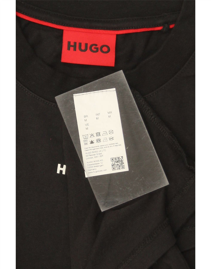 HUGO BOSS Mens T-Shirt Top Medium Black Cotton