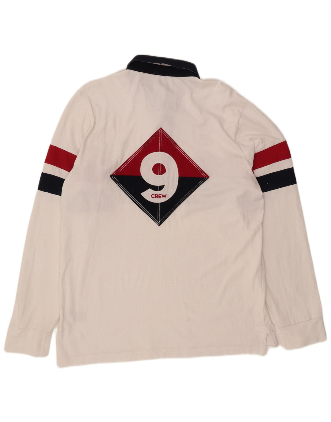 CREW CLOTHING Polo de rugby con gráfico para hombre, color blanco grande, color block