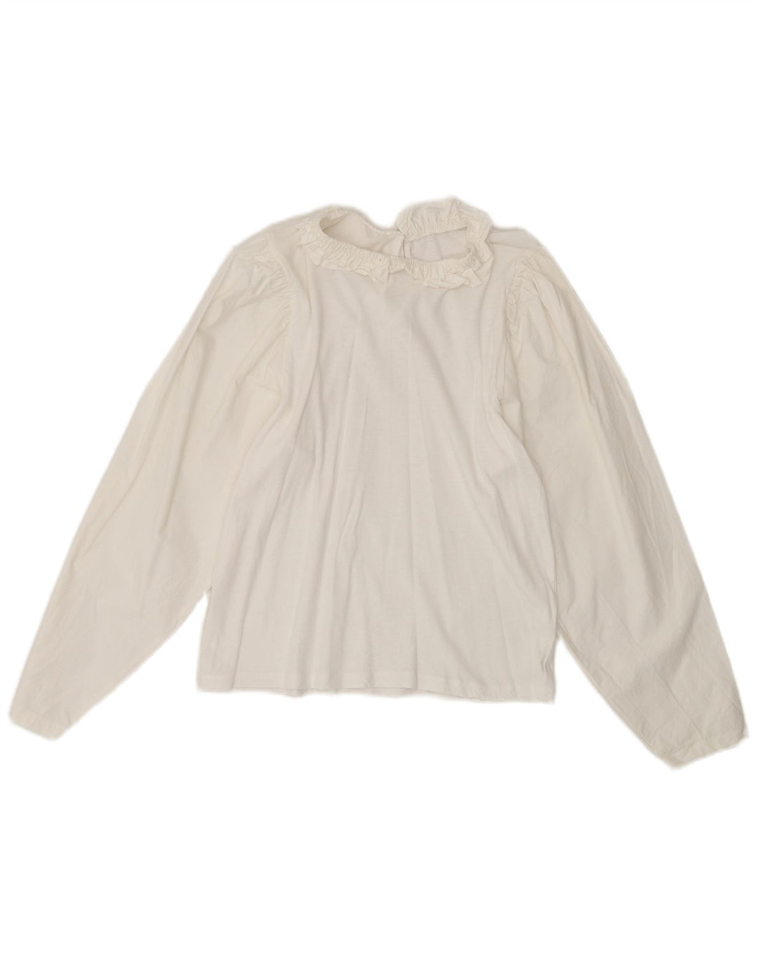 Vintage mujer manga larga blusa Top Reino Unido 10 pequeño blanco