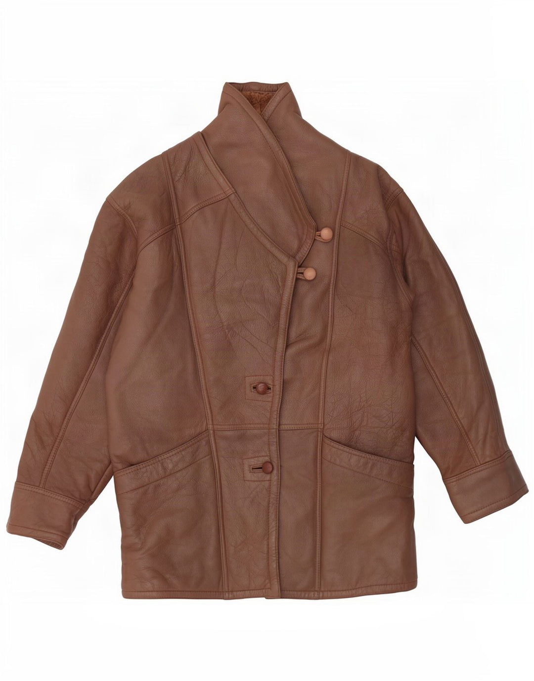 Vintage mujer shearling chaqueta Reino Unido 14 marrón medio
