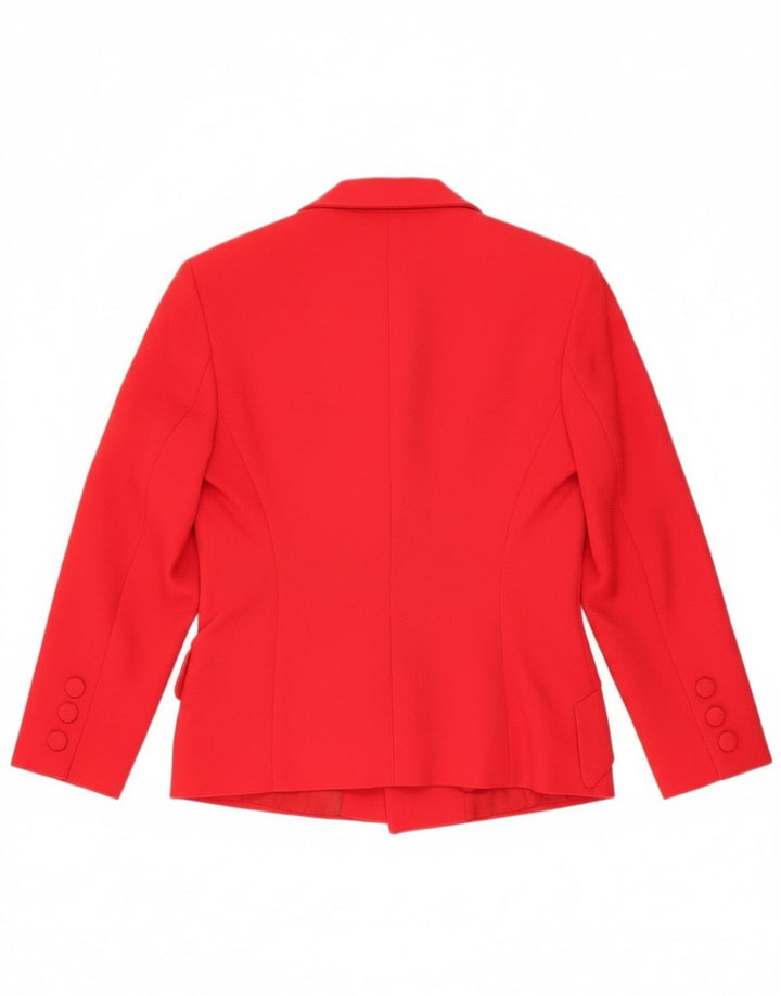 Vintage mujer 4 botones Blazer chaqueta IT 40 pequeña lana roja