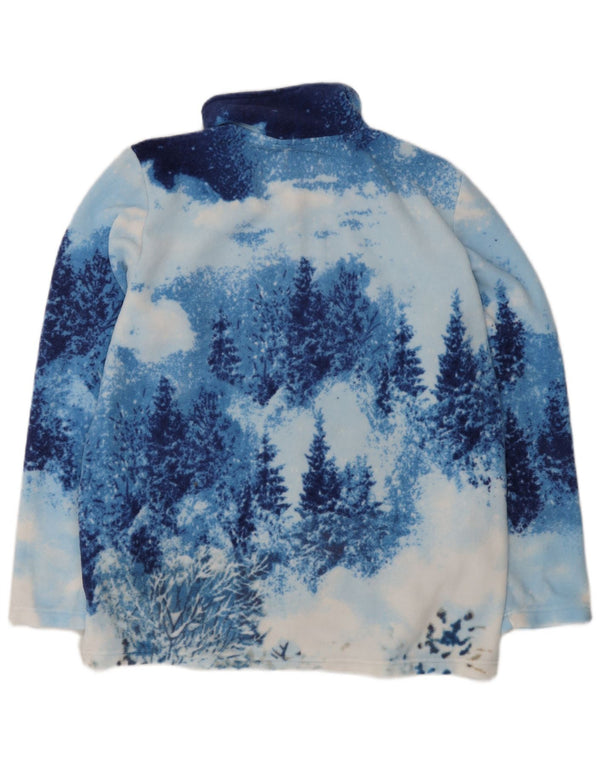 Vintage mujer gráfica chaqueta de vellón Reino Unido 16/18 gran estampado animal azul