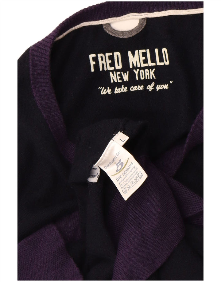 Fred Mello Jersey De Hombre Con Cuello En V Grande Azul Marino Color Block Algodón