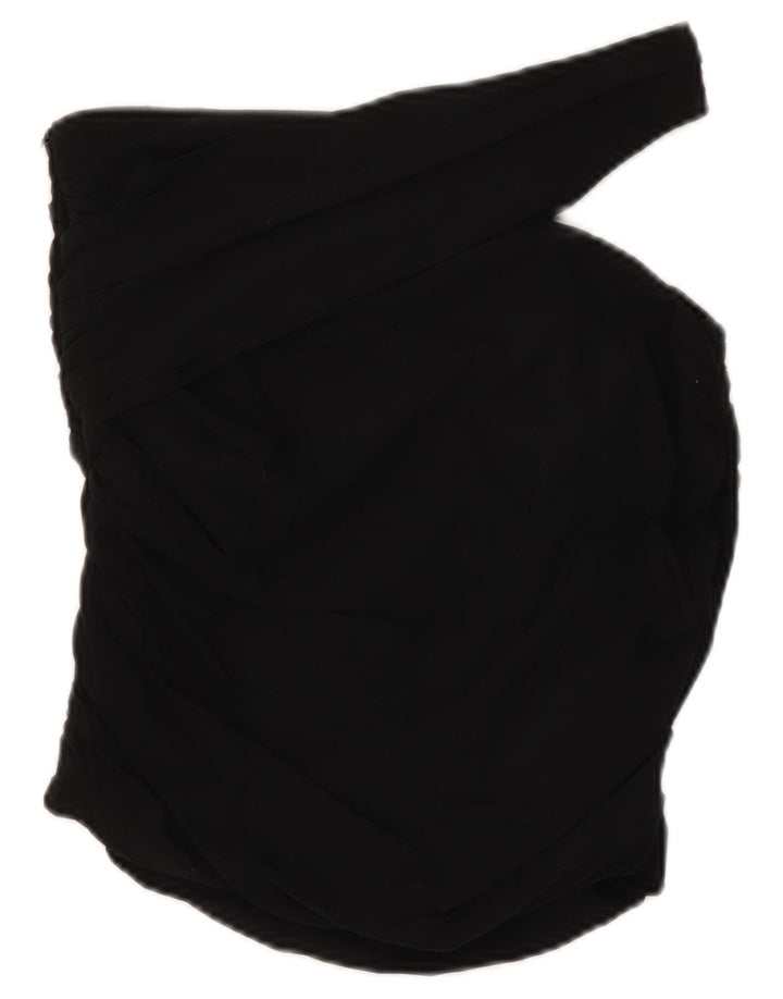 Zara Top corto de un hombro para mujer UK 42 Viscosa negra mediana