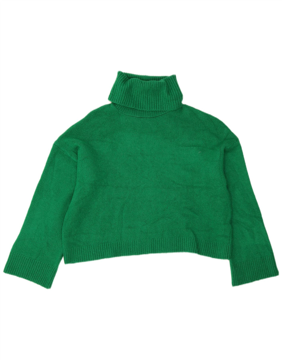 Zara Mujer Crop Oversize Roll Neck Jumper Sweater UK 10 Small Verde