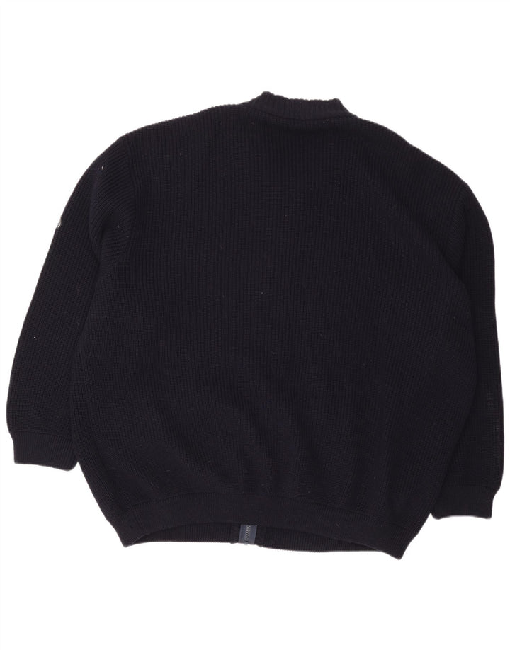 Vintage hombres oversized Cardigan suéter XL lana azul marino
